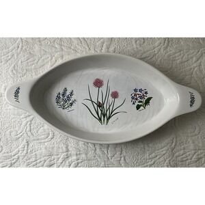 Vintage Kent Pottery Herb Garden Augratin Dish Hand Paint‎ Stoneware Cottagecore